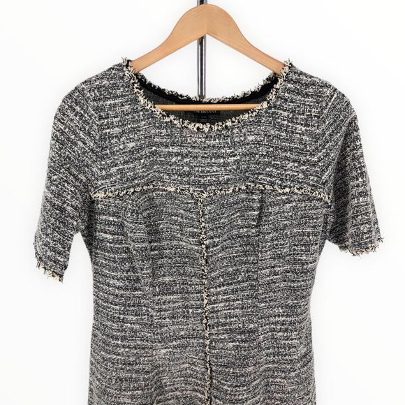 Lane Bryant Tweed Boucle Raw Trim Short Sleeve Fit & Flare Dress 10/12 Large - Picture 2 of 12